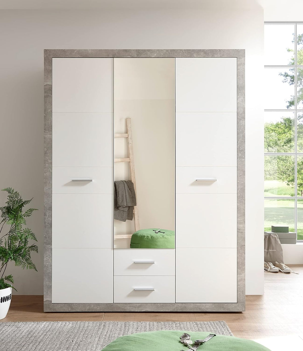 Armadio AVANTI TRENDSTORE, Grigio/Bianco, 151 × 198 × 55 cm