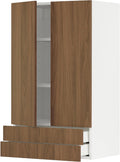 Comò e cassettiera Protuning, 60 × 100 cm, Bianco/Noce/Marrone, 2 ante, 2 cassetti