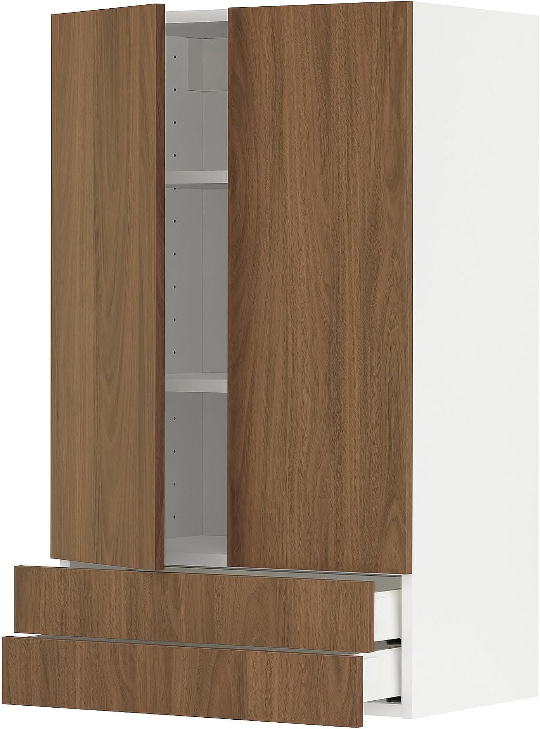 Comò e cassettiera Protuning, 60 × 100 cm, Bianco/Noce/Marrone, 2 ante, 2 cassetti
