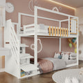 Rtopsu Letto a soppalco, 90 × 200 cm, Bianco, legno, con rete a doghe, materasso non incluso, per camera da letto