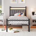Struttura letto FOUBAM, singolo, 90 × 190 cm, metallo, con testiera, con illuminazione LED, con porta USB, imbottito, per camera da letto