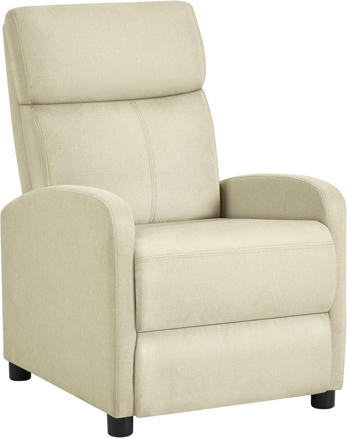 Poltrona reclinabile Yaheetech, Beige, lino, regolabile, con poggiapiedi, per soggiorno