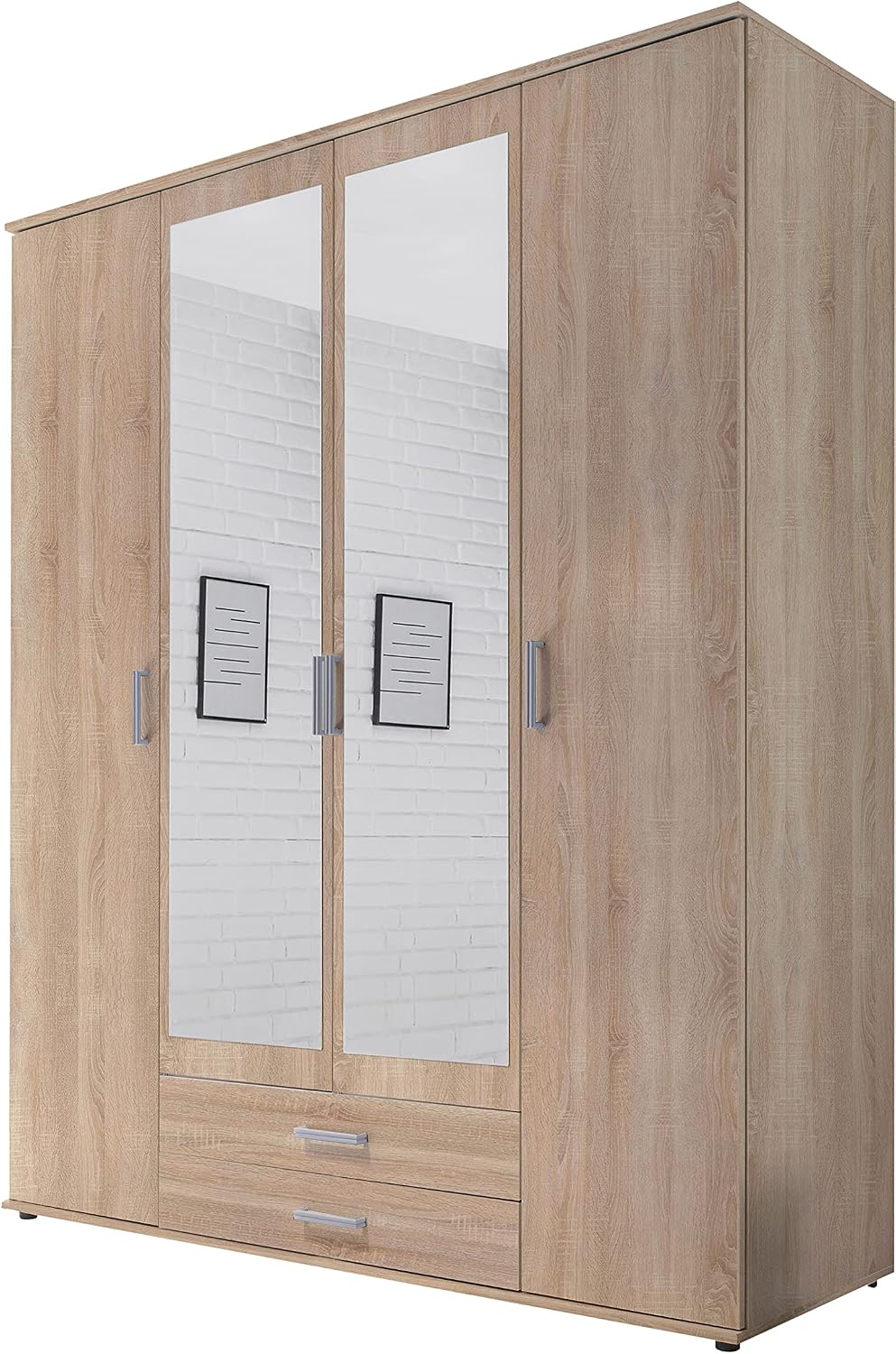 AVANTI TRENDSTORE Armadio, 4 ante, 2 cassetti, 160 × 196 × 54 cm, Rovere, legno