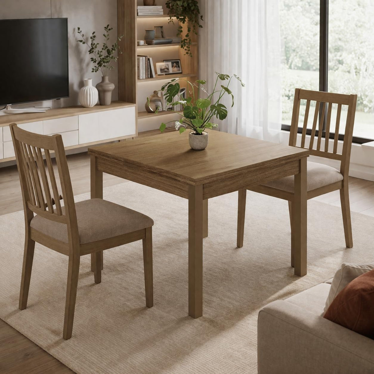 Linea Azzurra Tavolo da pranzo, Firenze, 90 × 78,5 × 90cm, Noce/Naturale, legno, allungabile, per sala da pranzo e cucina