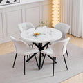 Set da pranzo GrandCA HOME, 100 cm, 4 sedie, Bianco, lino, per sala da pranzo e cucina