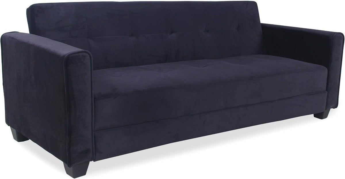 Divano Menzzo, 200 × 78 × 78 cm, 200 × 98 × 59 cm, Nero, velluto, per soggiorno