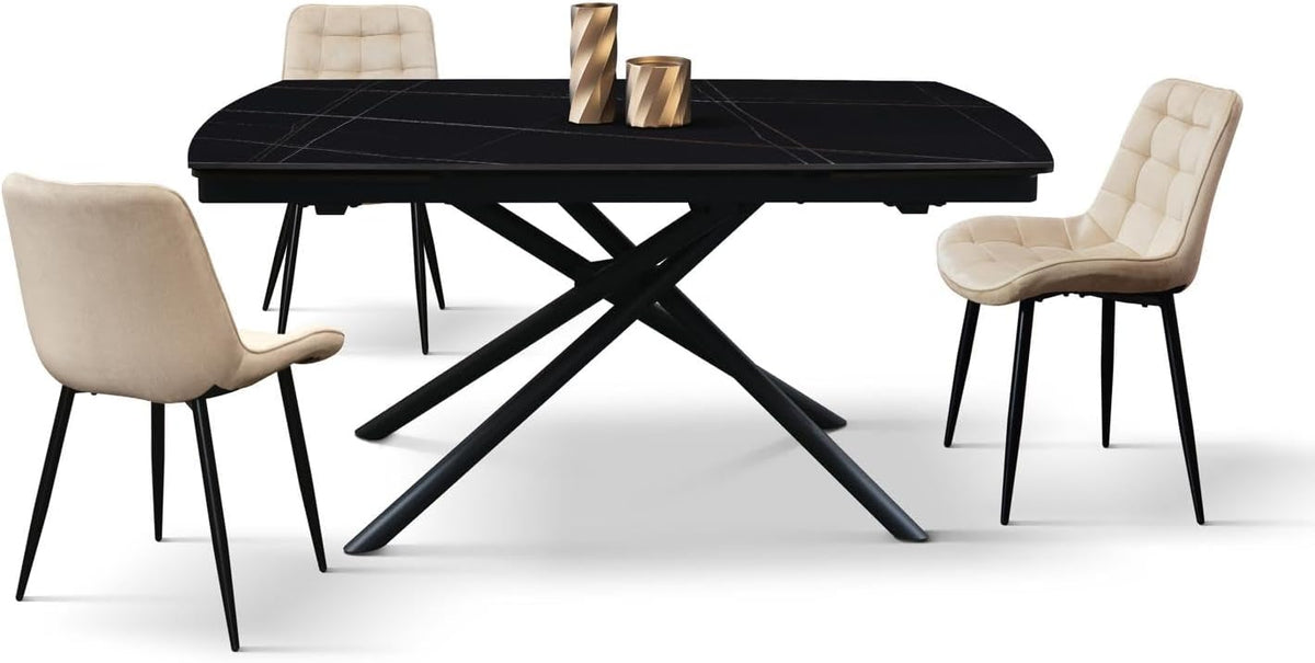 Tavolo allungabile KONTE.DESIGN, 140 × 90 cm, 200 × 90 cm, Nero, metallo