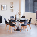 Set da pranzo GrandCA HOME, 110 × 110 × 75 cm, 42 × 41 × 83 cm, 6 sedie, Nero, MDF, per sala da pranzo e cucina