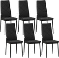 HOMCOM Set di sedie da pranzo, 6 sedie, Nero, pelle, per sala da pranzo e cucina