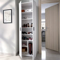Dmora Suretta Armadio multiuso a 2 ante, Bianco, 61 × 35 × 190 cm, con 7 ripiani, utilizzabile come scarpiera