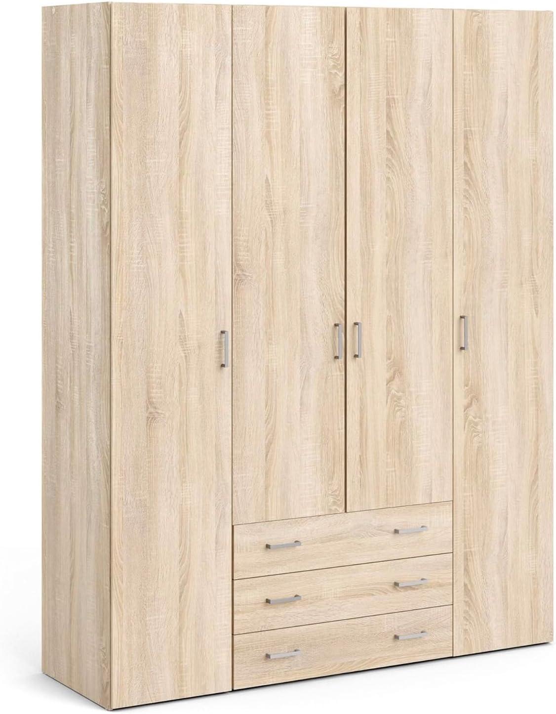 Armadio guardaroba Arreditaly, 154 × 49,5 × 200,4 cm, 4 ante, 3 cassetti, Rovere, per camera da letto