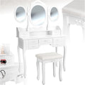 tectake Toeletta, 7 cassetti, Bianco, 90 × 40 × 145cm, per camera da letto o zona trucco