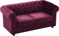 Divano Vente-unique, 88 × 72 cm, Bordeaux, 2 posti, velluto, per soggiorno