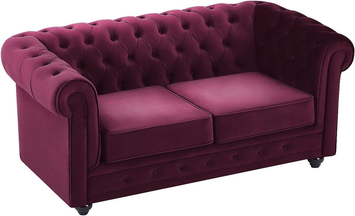Divano Vente-unique, 88 × 72 cm, Bordeaux, 2 posti, velluto, per soggiorno