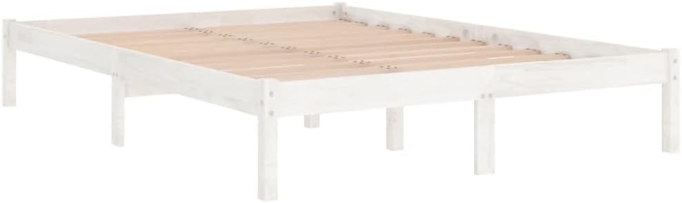 vidaXL Struttura letto, 140 × 200 cm, Bianco, legno massello, per camera da letto