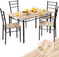 Set da pranzo CASARIA, set 5 pezzi, 4 sedie, legno, metallo, idrorepellente, per sala da pranzo e cucina