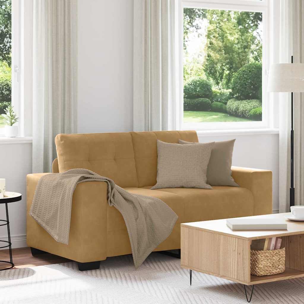 vidaXL Divano, imbottito, 120 cm, 2 posti, Marrone, velluto, per soggiorno