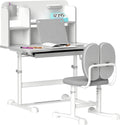 Set scrivania e sedia AIYAPLAY, regolabile, Grigio, MDF, con sedia, per ufficio