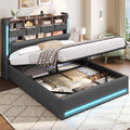 Letto AOGLLATI, 140 × 200 cm, Grigio scuro, matrimoniale, con contenitore, tessuto, per camera da letto