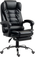HOMCOM Sedia da ufficio, Nero, pelle, ergonomica, per ufficio