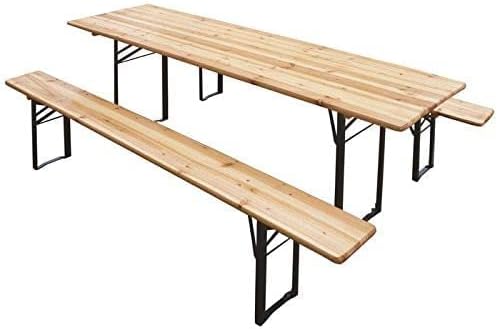 Set tavolo e panche Totò Piccinni, Naturale, pieghevole, legno